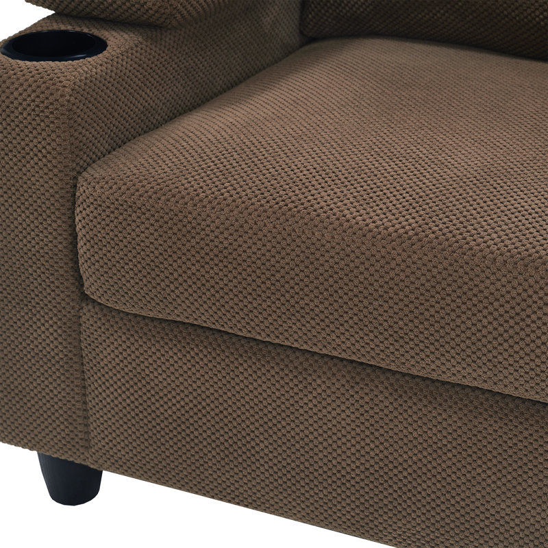 Fauteuil lounge moderne de style Mid-Century de 147 cm avec repose-pieds, fauteuil de lecture inclinable à 160°, Brun