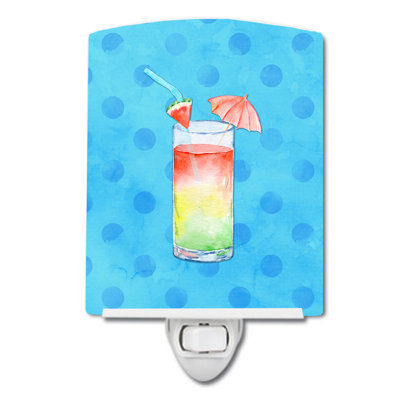 Éclairage de nuit en céramique parasol cocktail polkadot