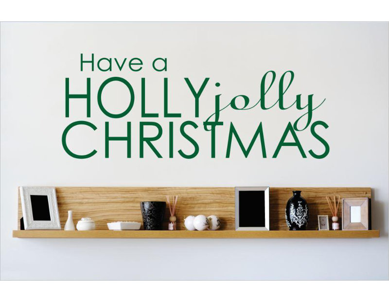 Décalcomanie murale de noël holly jolly, H 10 po x l 20 po x P 0,16 po, Vert