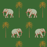 Strolling Elephant - Emerald Green Wallpaper