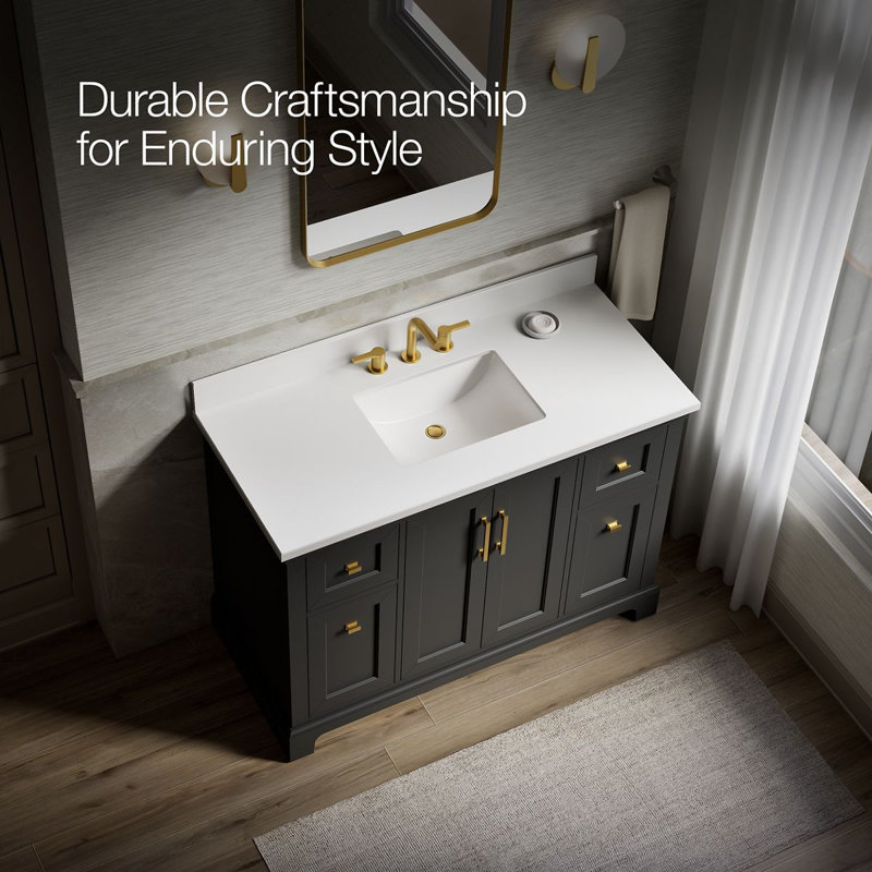 Charlemont 48 In. Bathroom Vanity Cabinet With Sink And Quartz Top, Dark Warm Gray
