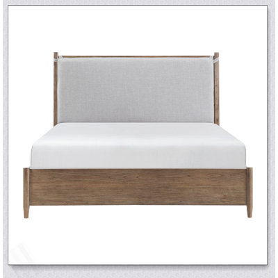 Modern Transitional Queen Platform Bed With Removable Upholstery Cushion Brown Finish Durable Bedroom Furniture 1Pc