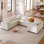 Très grand canapé modulaire modulaire à 7 places de 120,8 po U_Style avec design en L et repose-pieds mobile, tissu en chenille moelleux et structure en bois de pin massif pour le salon, le bureau et l'espace spacieux
