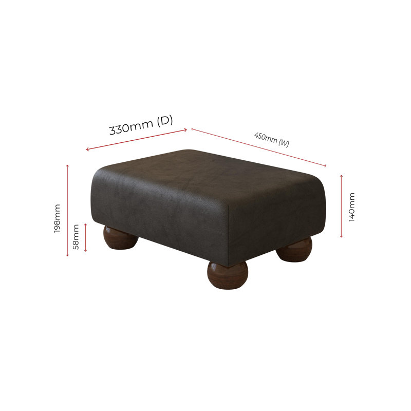 Collado Wood Bun Feet, Mahogany, Black, Italian Leather