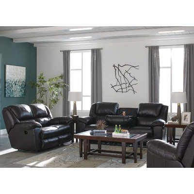 Ensemble de salon inclinable en cuir véritable 2 pièces Teone