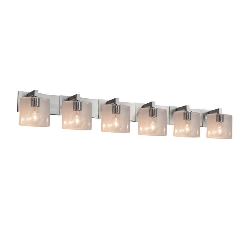 Bar modulaire à 6 lumières pour salle de bain fusion collection fusion-abat-jour Oval-nickel brossé-à graines, Semé