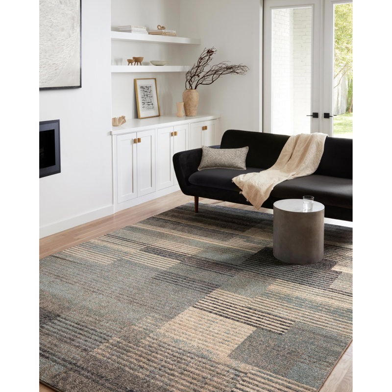 Tapis gris à motif géométrique Hakan, Tapis de couloir 2 pi 3 po x 7 pi 6 po