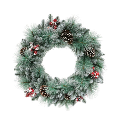 Faux Lighted Pine 24'' Wreath