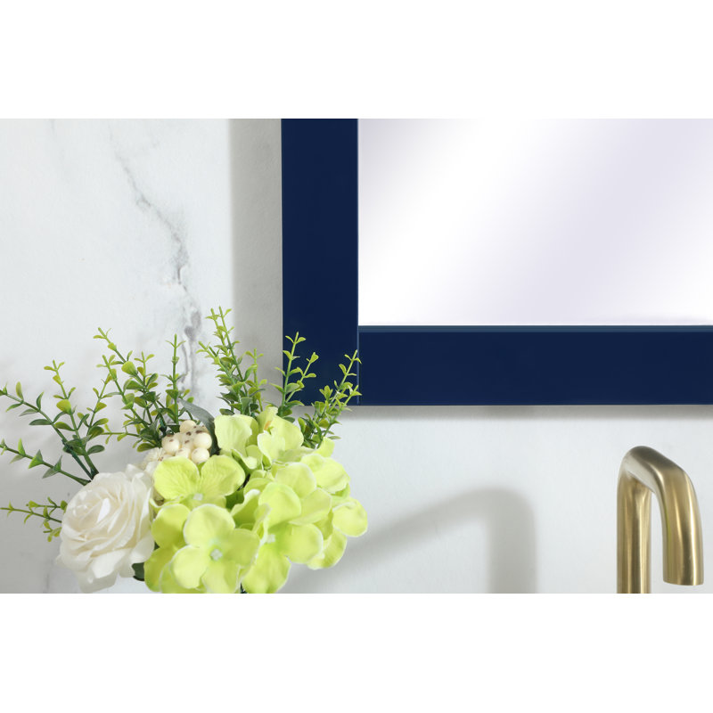 Rosenow Wood Flat Wall Mirror, 32'' H x 18'' W, Blue