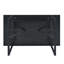 Une table de salle à manger rectangulaire rétro minimaliste de 55 pouces avec un plateau texturé noir et des pieds rectangulaires en métal noir incrustés. Plateau de table minimaliste en panneau de fibres à densité moyenne.