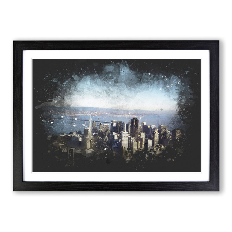 View of San Francisco - Picture Frame Graphic Art Print, 24cm H x 33cm W x 2cm D, Black Framed