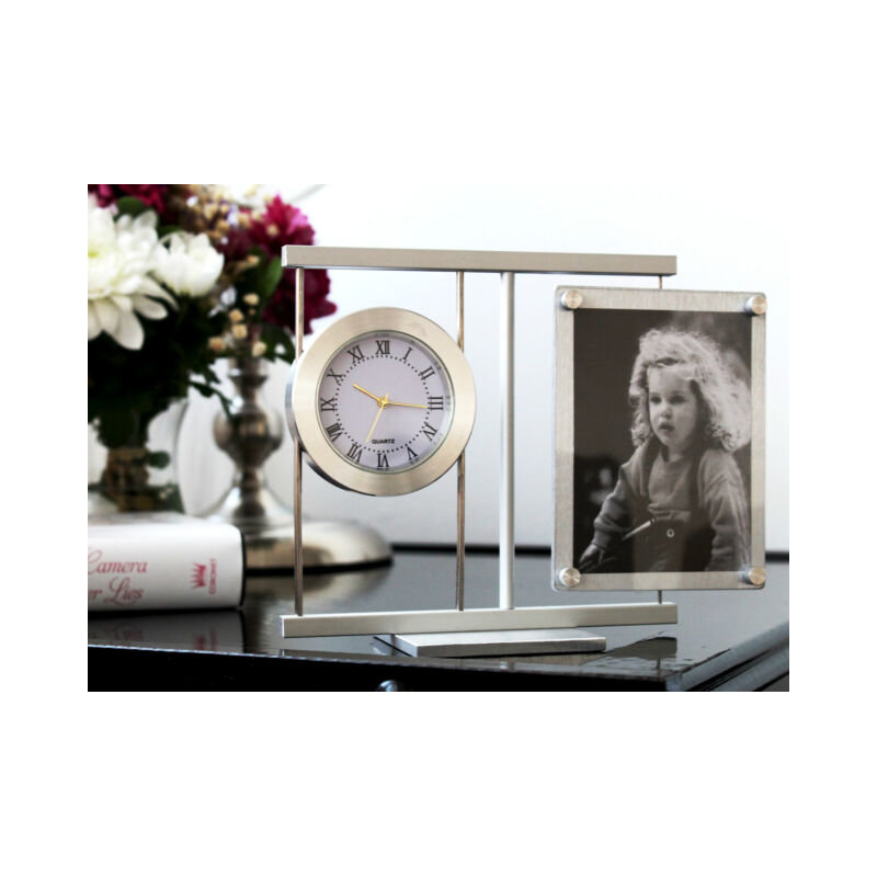 Analogue Metal Quartz Movement / Crystal Tabletop Clock Silver