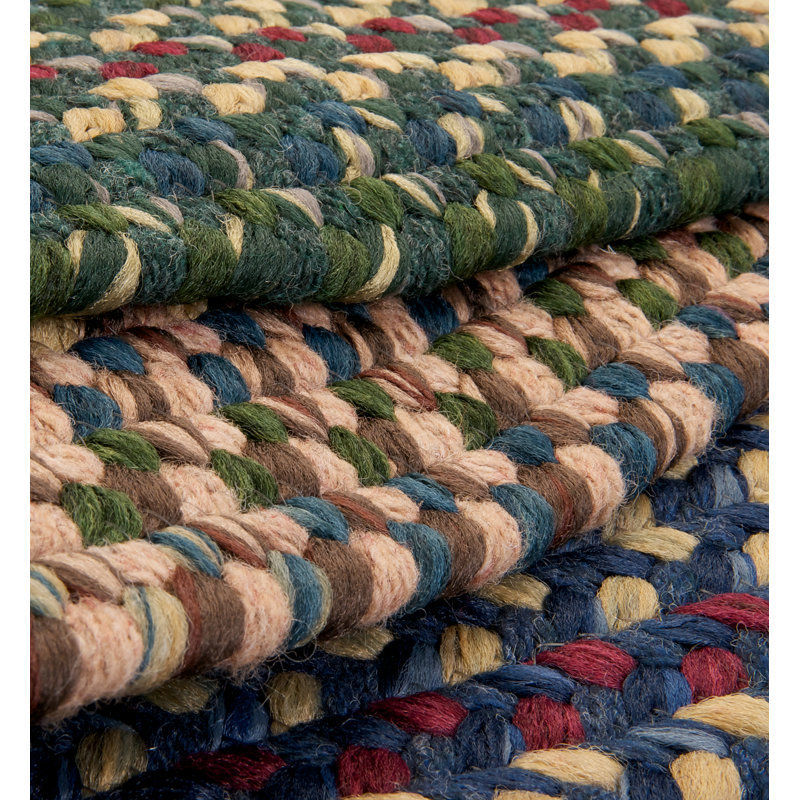 Tapis bleu tressé à motif géométrique Shyla, Oval 8 pi x 10 pi