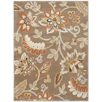 Tapis taupe à motif floral Mountview