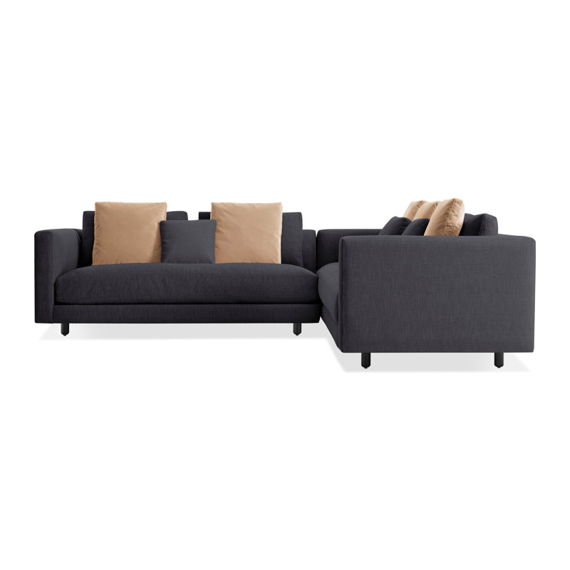 Hands Down Sectional, Camel Velvet/Sanford Navy, Left Hand Facing, Tofte Navy Polyester Blend