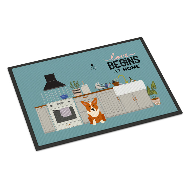 Tapis d'entrée antidérapant Guerriero, Corgi, L 18 po x L 27 po