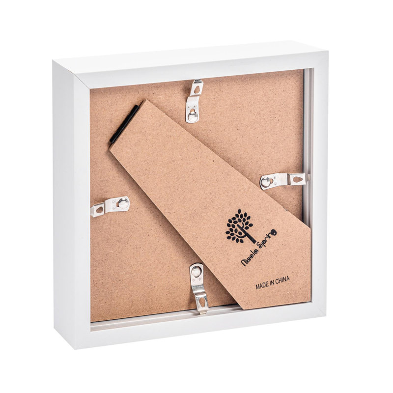 Nicola Spring - 6" x 6" White 3D Box Photo Frame - 2" x 2" Mount - Black