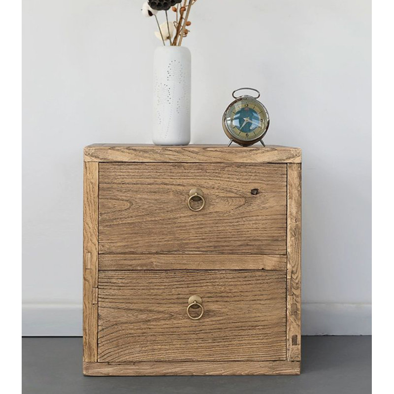 Retro-Style Solid Walnut Bedside Table With Storage Drawers Suitable For Bedrooms.