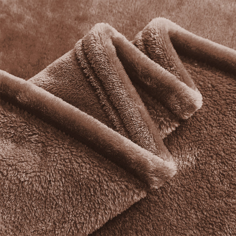 Faux Fur Reversible Fleece Throw Blanket – Soft & Cozy, Camel, Single (3')