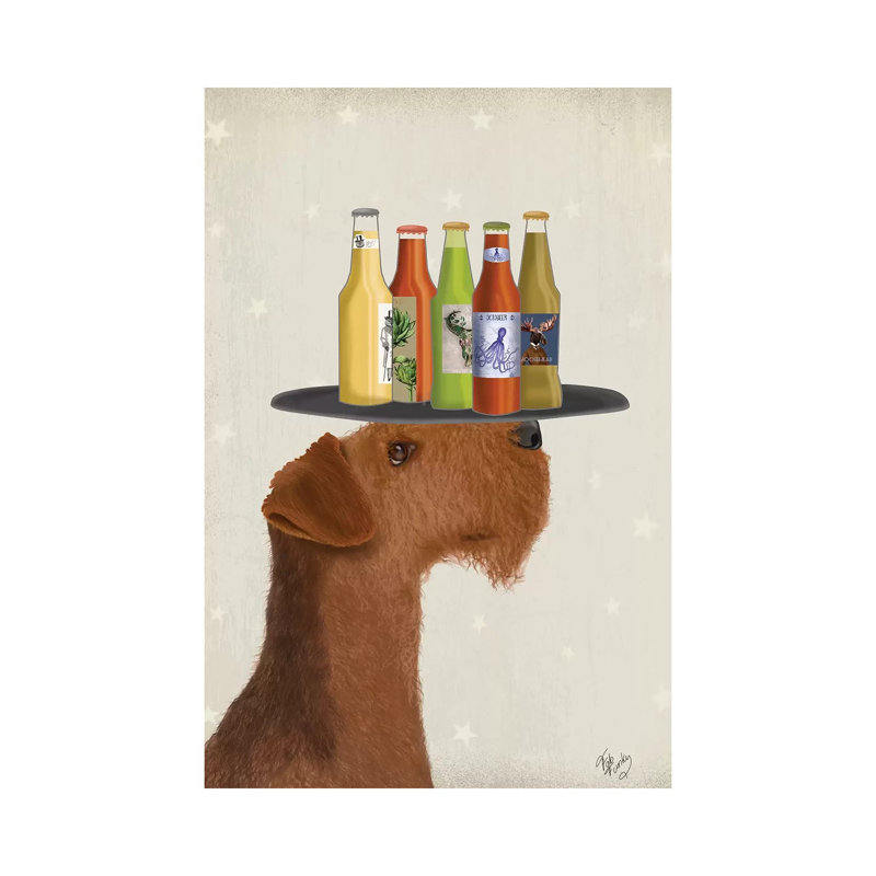 Airdale Beer Lover by Fab Funky - Wrapped Canvas Gallery-Wrapped Canvas Giclée, 66.04 cm H x 45.72 cm W