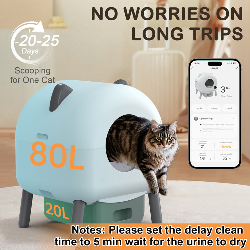 Tucker Murphy Pet Cat Litter Box Robot, Automatic Self Cleaning Cat Litter  Box With App Control And Odor Removal For Multiple Cats, 95l Large Smart Litter  Boxes With 60 Trash Bags | Wayfair