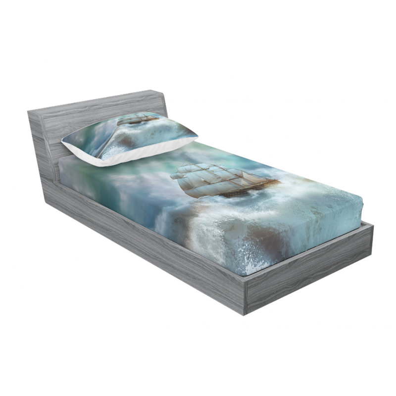 Ensemble de draps Majestic Nautical Sealife, Ensemble de draps pour lit simple avec drap-housse