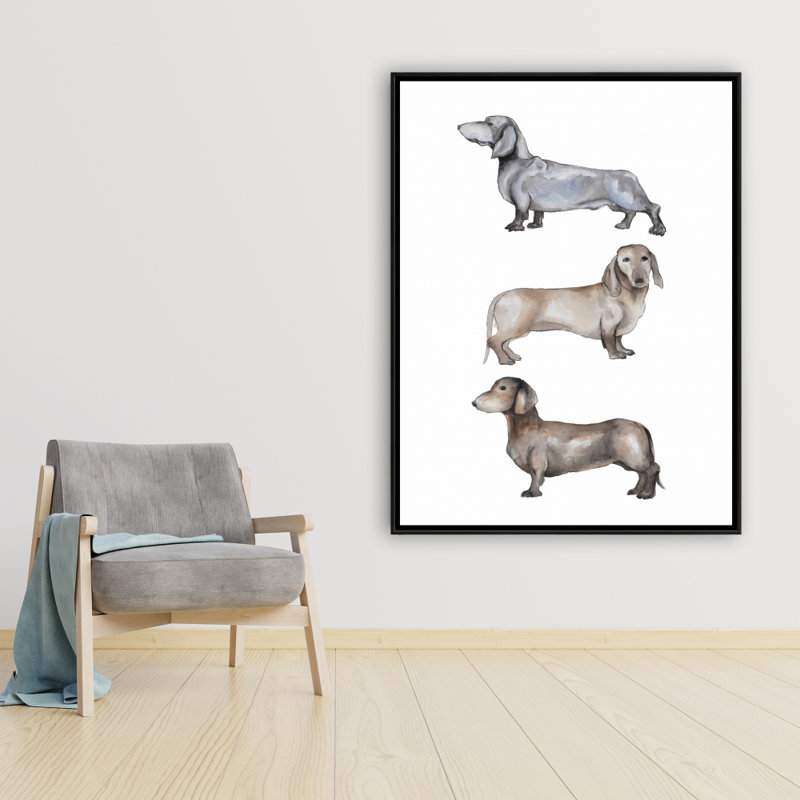 Petit chien teckel | Cadre de salon brun