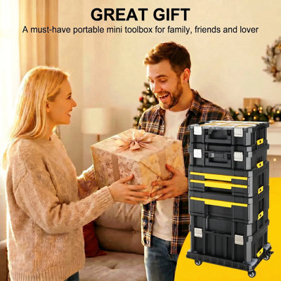  Stackable Rolling Tool Box With Wheels – 5 In 1 Modular Tool Organizer System, Portable Tool Box With Drawers For Garage Storage, Home Repairs & Professional Workshop
