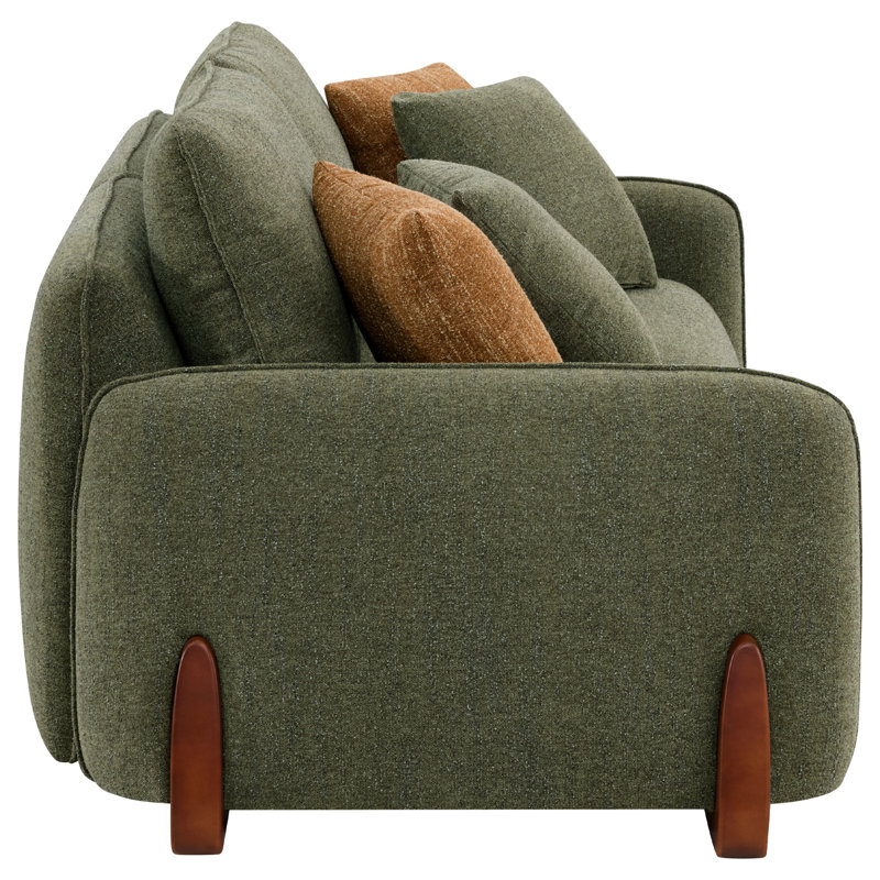 125'' Upholstered Modern Modular Sofa With Wood Legs, Forest Green