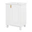 Meuble-lavabo de 24 po avec lavabo, meuble de rangement pour salle de bain avec tablette de porte et rangement latéral ouvert avec cadre en bois massif et porte à fermeture douce-261026174
