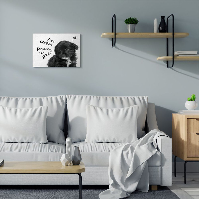 « Political Puppy »-impression de photo, H 16 po x l 20 po, Toile tendue