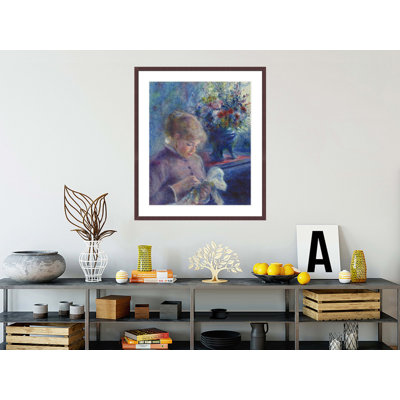«Young Woman Sewing» par Pierre-Auguste Renoir, impression giclée encadrée