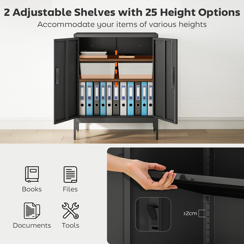 2 -Door Storage Cabinet, Black