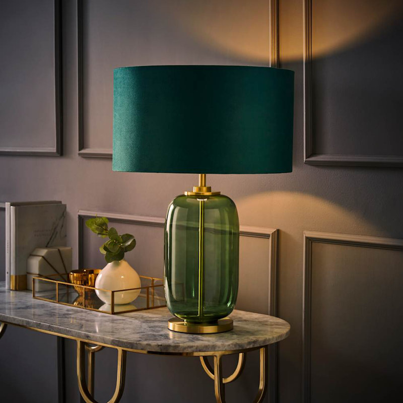 Andrevil Glass Table Lamp, Green, Forest Green