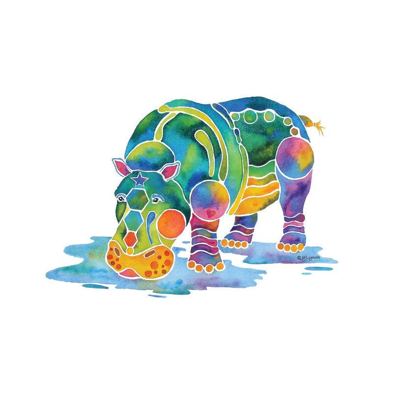 Hippopotamus by Jo Lynch - Wrapped Canvas Gallery-Wrapped Canvas Giclée, 20.32 cm H x 30.48 cm W