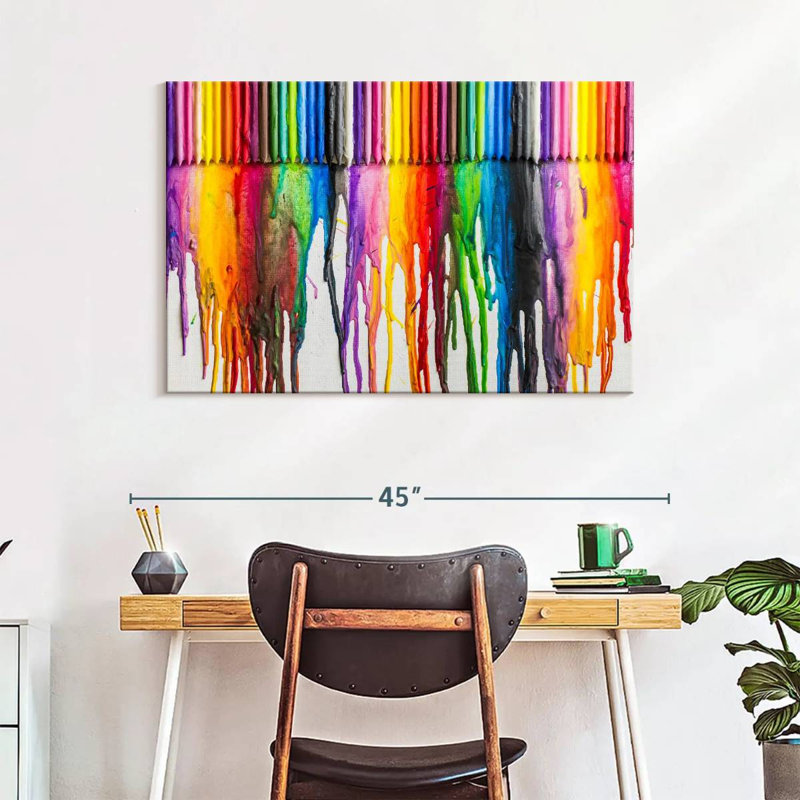 Crayon fondu - reproduction sur toile tendue, H 26 po x l 39 po x P 1,25 po
