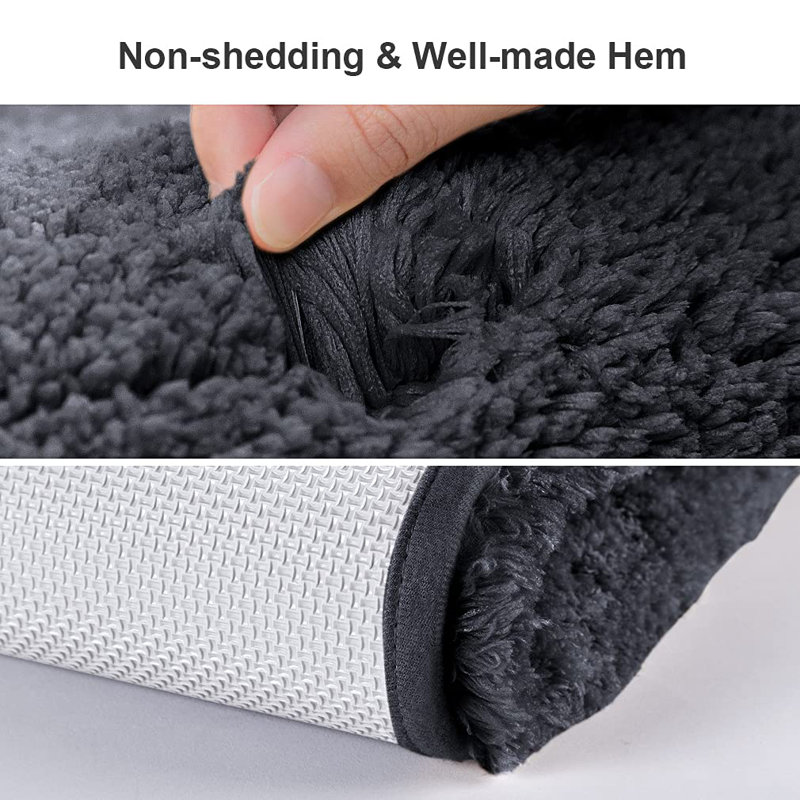 Non-Slip Extra Large Rectangle Bath Rug, Black