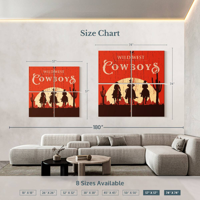 Wild West Cowboys, H 74 po x l 74 po