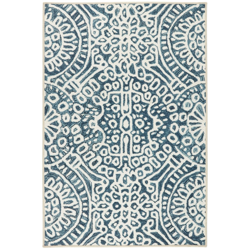 Temple Ink Machine Washable Rug, Rectangle 4' x 6'