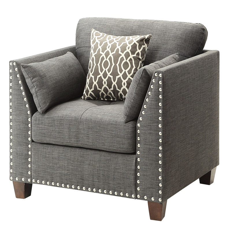Fauteuil d'appoint à accoudoirs évasés gris anthracite avec coussins et ensemble de coussins confortables
