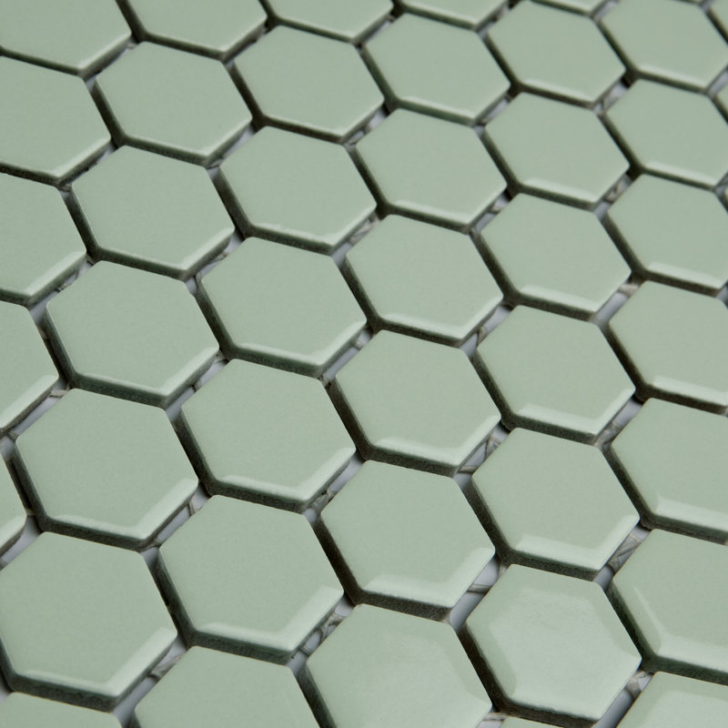 Metro .90" x .90" Hex Porcelain Honeycomb Mosaic Wall & Floor Tile, Mint