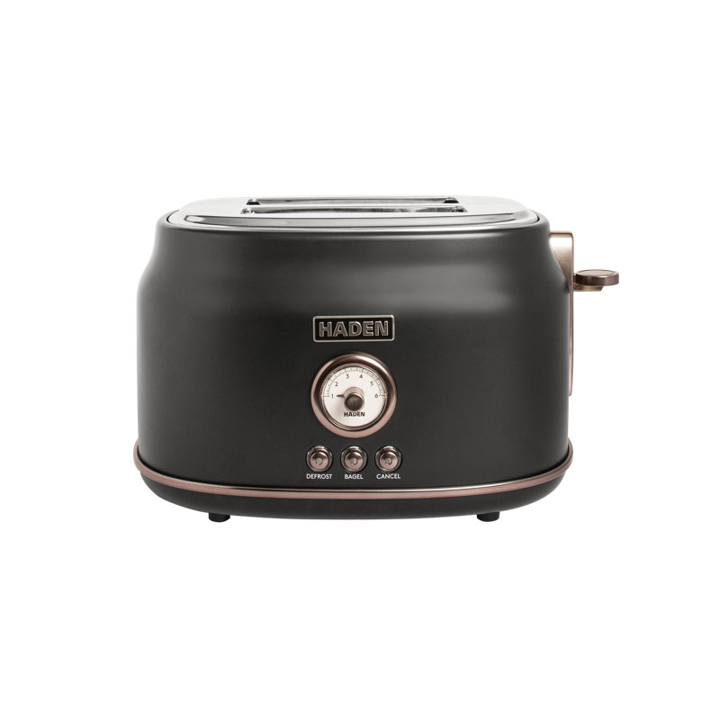 HADEN Dorset 2-Slice Wide-Slot Toaster, Black / Pewter
