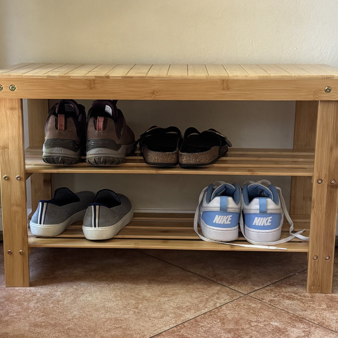 6 Pair Solid Wood Shoe Rack - Walnut