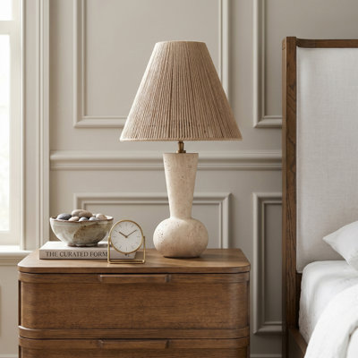 Lavonia Travertine Base And Jute Shade Table Lamp