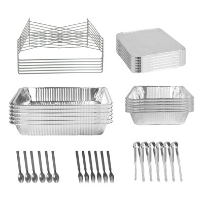 42Pcs Disposable Chafing Dish Buffet Set Chafing Servers with Covers Spoons Forks Tongs Full-Size Pans Food Warmers for Parties Events Catering Suppli