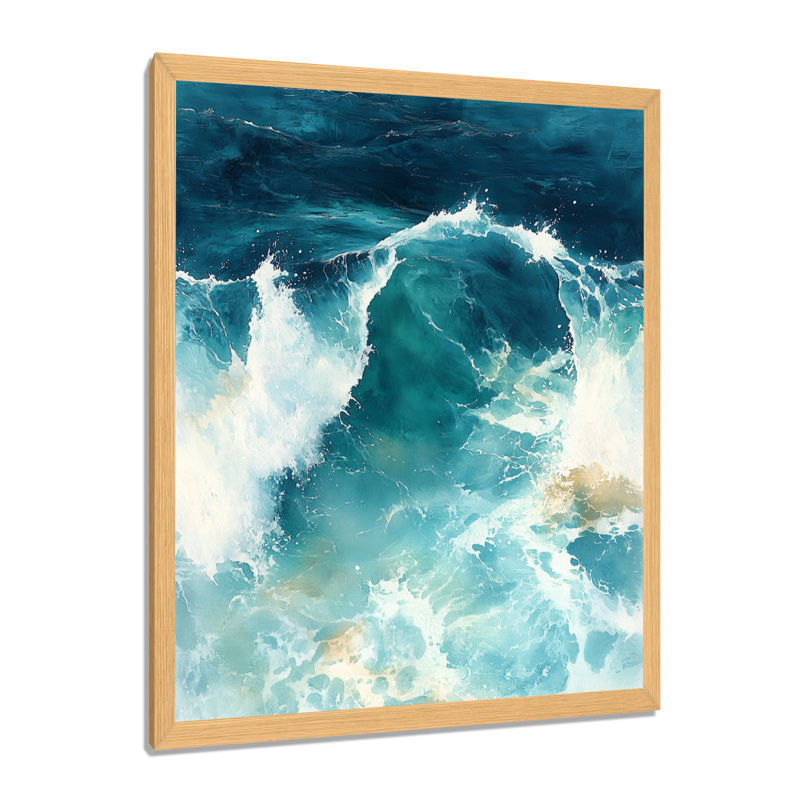 II - Tableau encadré représentant un paysage bleu, H 32 po x l 24 po, Cadre naturel
