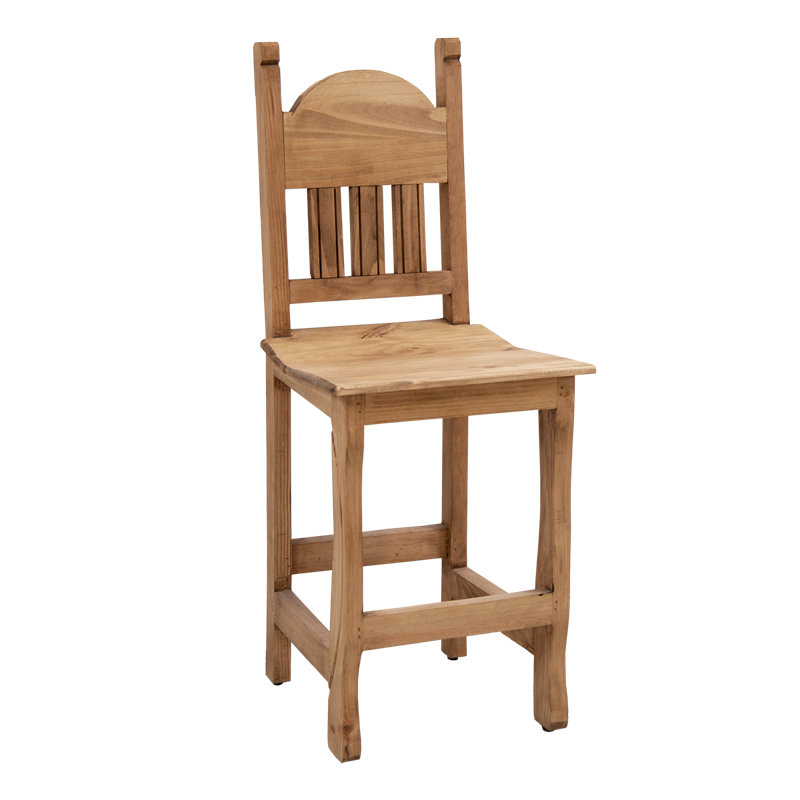 Barstool with Wood Seat, Counter Stool (24” Seat Height), Brown