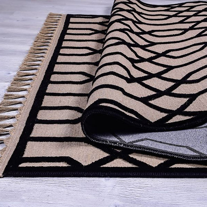 Tapis gris / noir Ossipee, Rectangle 2 pi 7 po x 4 pi 11 po
