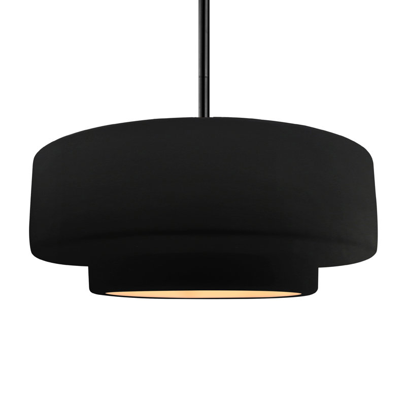 Luminaire suspendu à 1 lumière Meydan, Noir carbone mat / or champagne, H 6 po x l 16,25 po x P 16,25 po, Matte Black
