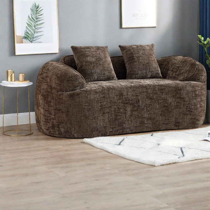 Canapés à compression, canapé 2 places en chenille brune compacte pour la maison